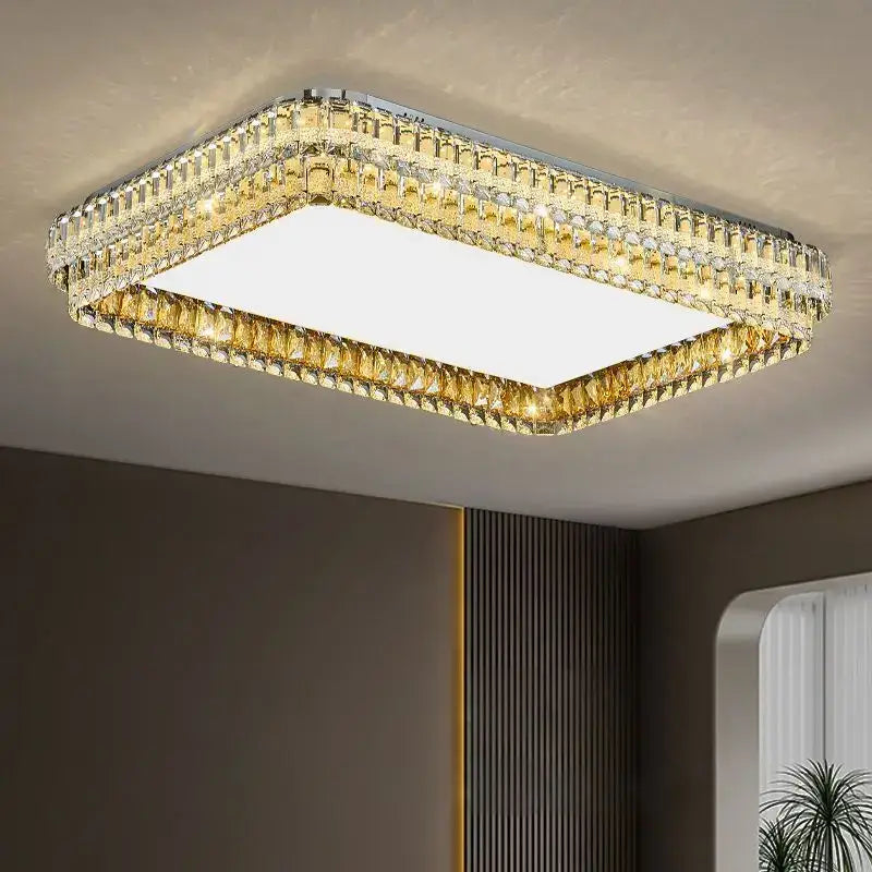 Modern chrome crystal round led ceiling light living room