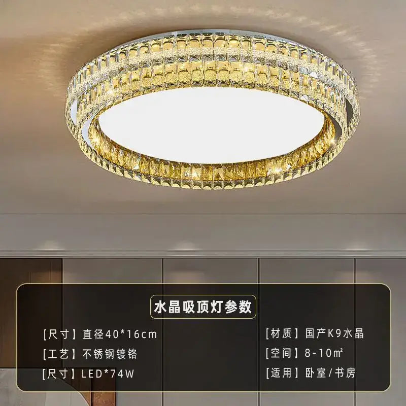 Modern chrome crystal round led ceiling light living room