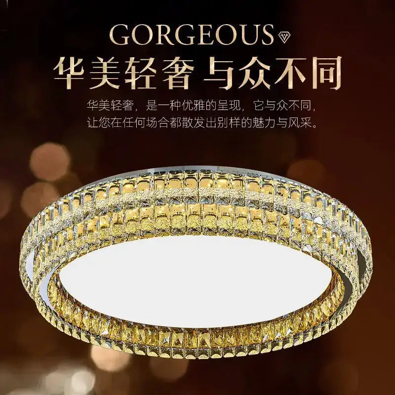Modern chrome crystal round led ceiling light living room