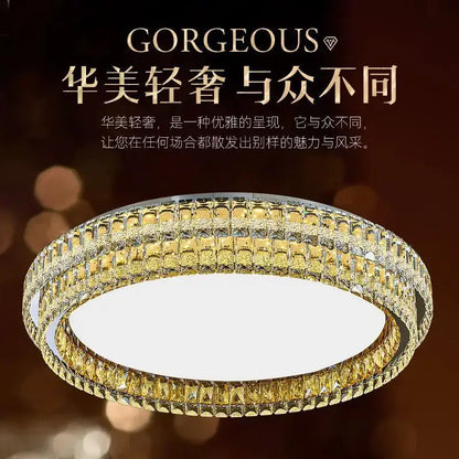 Modern chrome crystal round led ceiling light living room