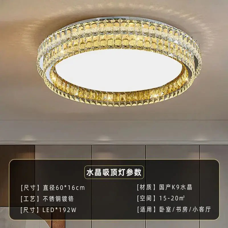 Modern chrome crystal round led ceiling light living room
