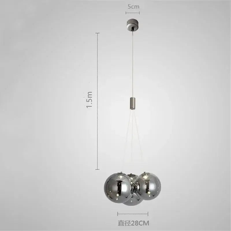 Modern chrome glass ball pendant light for living room
