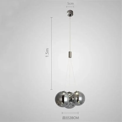 Modern chrome glass ball pendant light for living room