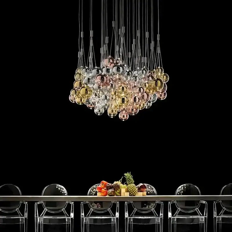 Modern chrome glass ball pendant light for living room