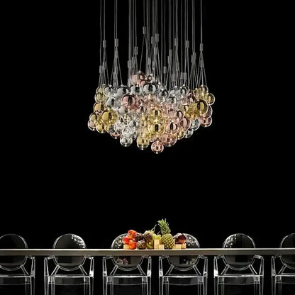 Modern chrome glass ball pendant light for living room