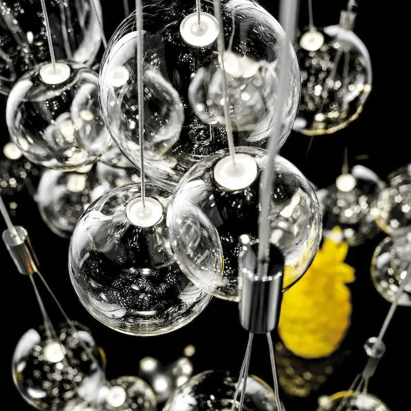 Modern chrome glass ball pendant light for living room