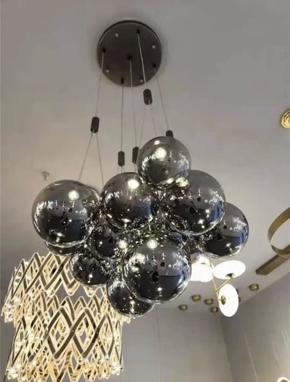 Modern chrome glass ball pendant light for living room