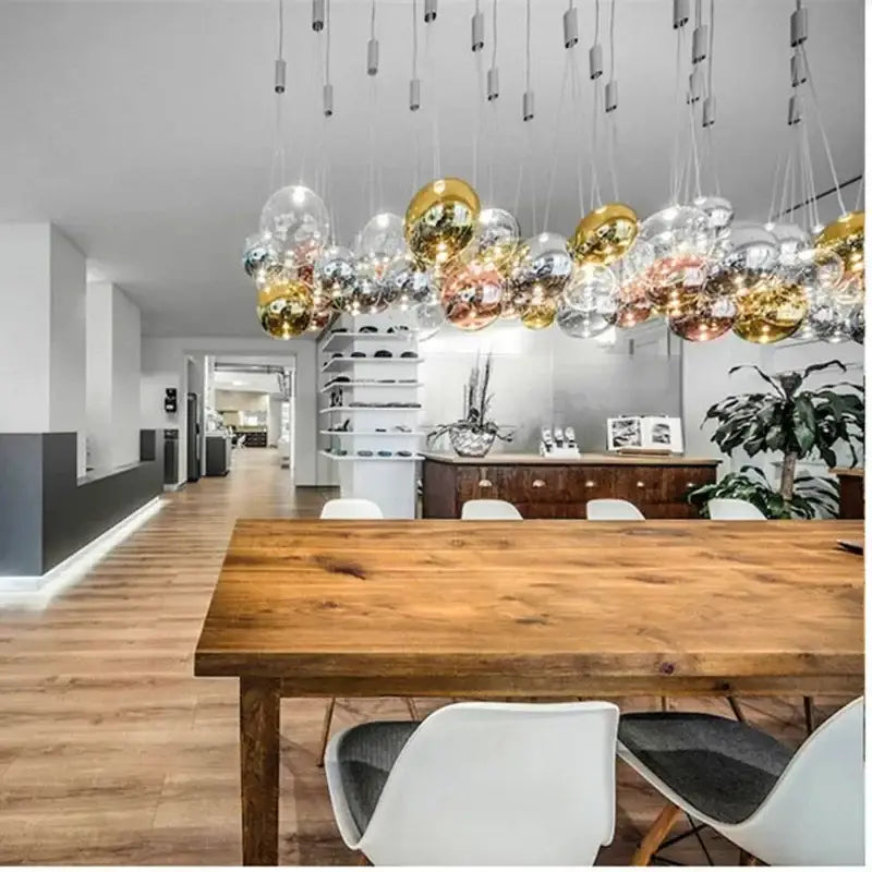Modern chrome glass ball pendant light for living room