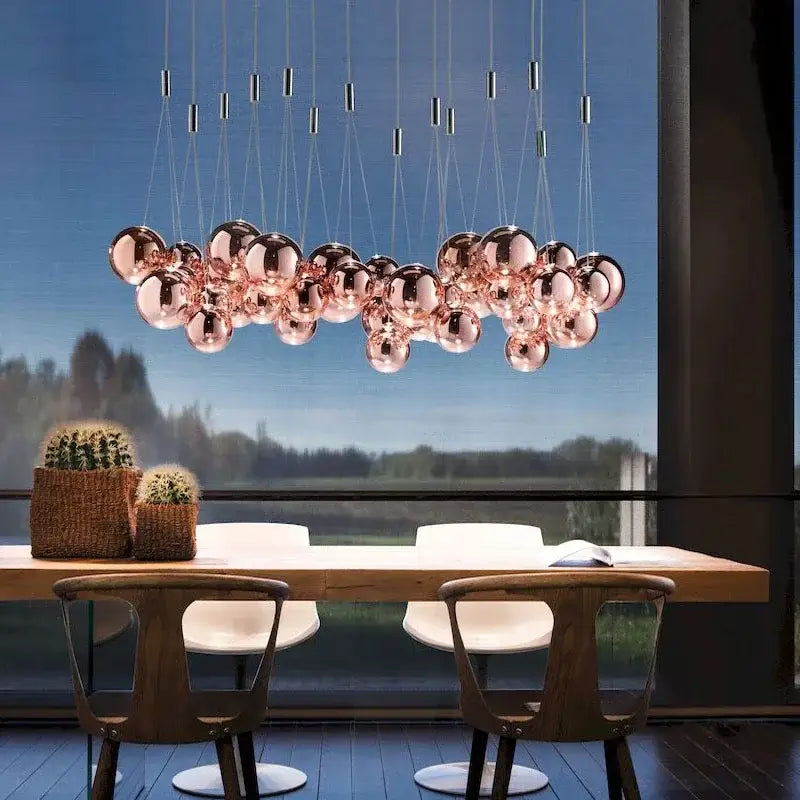 Modern chrome glass ball pendant light for living room