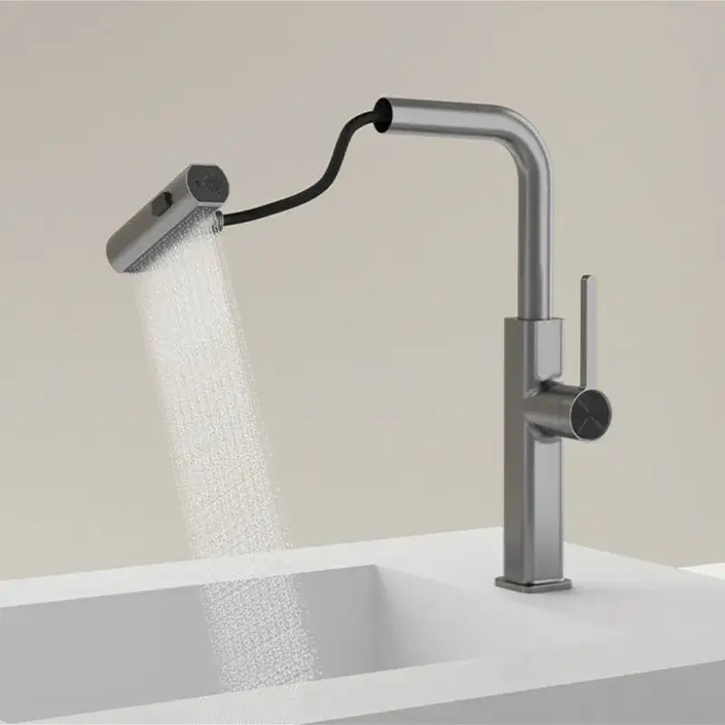 Modern chrome digital display kitchen faucet with pull out sprayer