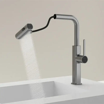 Modern chrome digital display kitchen faucet with pull out sprayer