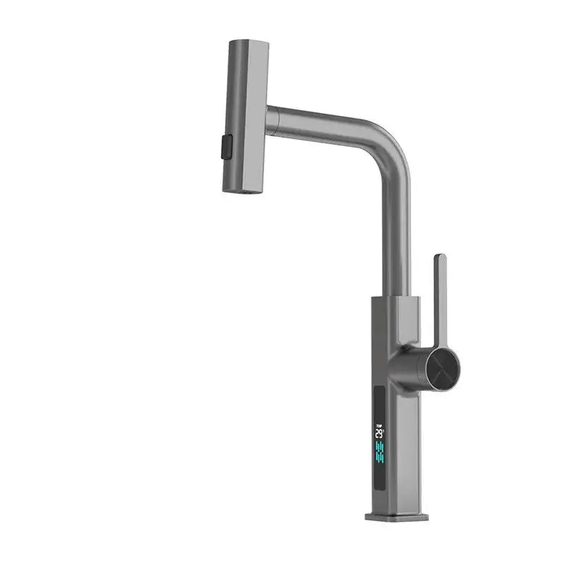 Modern chrome digital display kitchen faucet with pull out sprayer