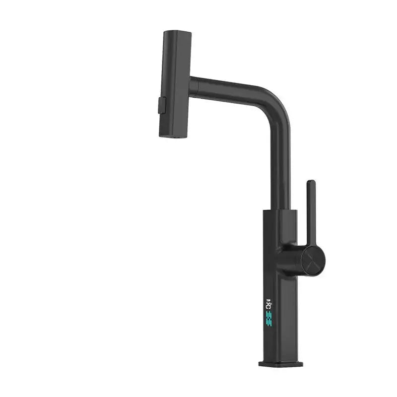 Modern chrome digital display kitchen faucet with pull out sprayer