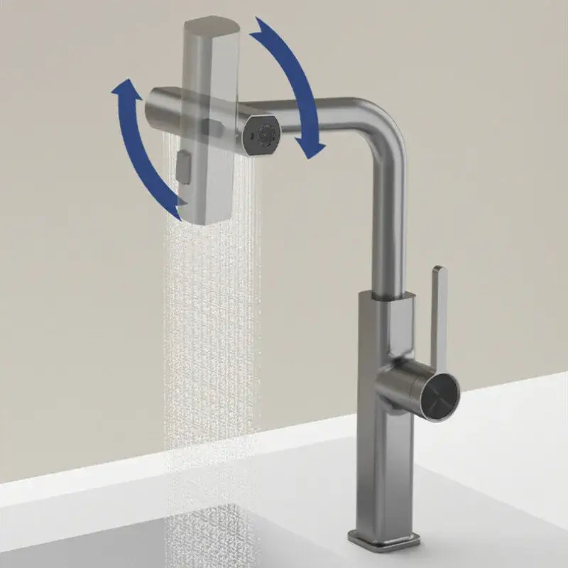 Modern chrome digital display kitchen faucet with pull out sprayer