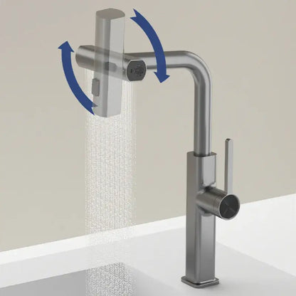 Modern chrome digital display kitchen faucet with pull out sprayer