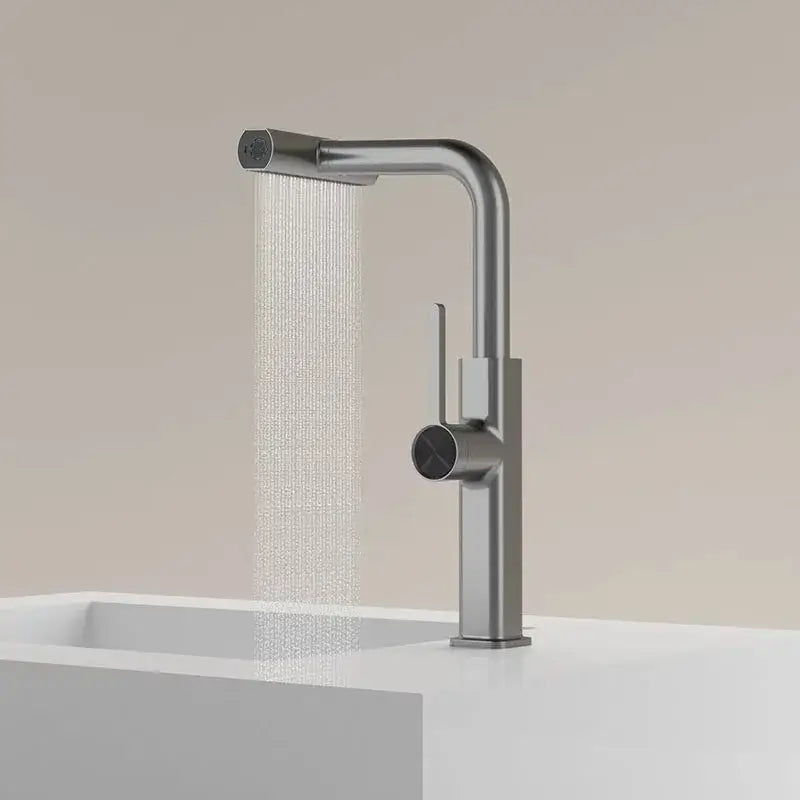 Modern chrome digital display kitchen faucet with pull out sprayer