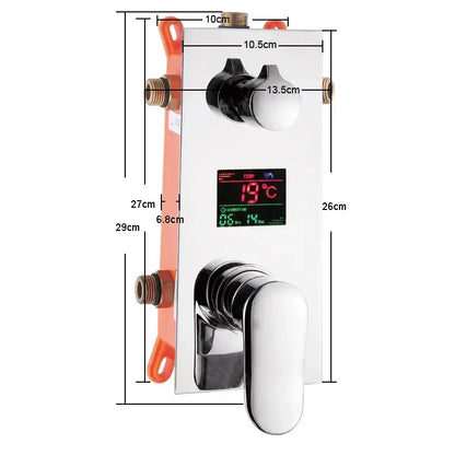Modern chrome digital shower mixer bathroom temperature control panel