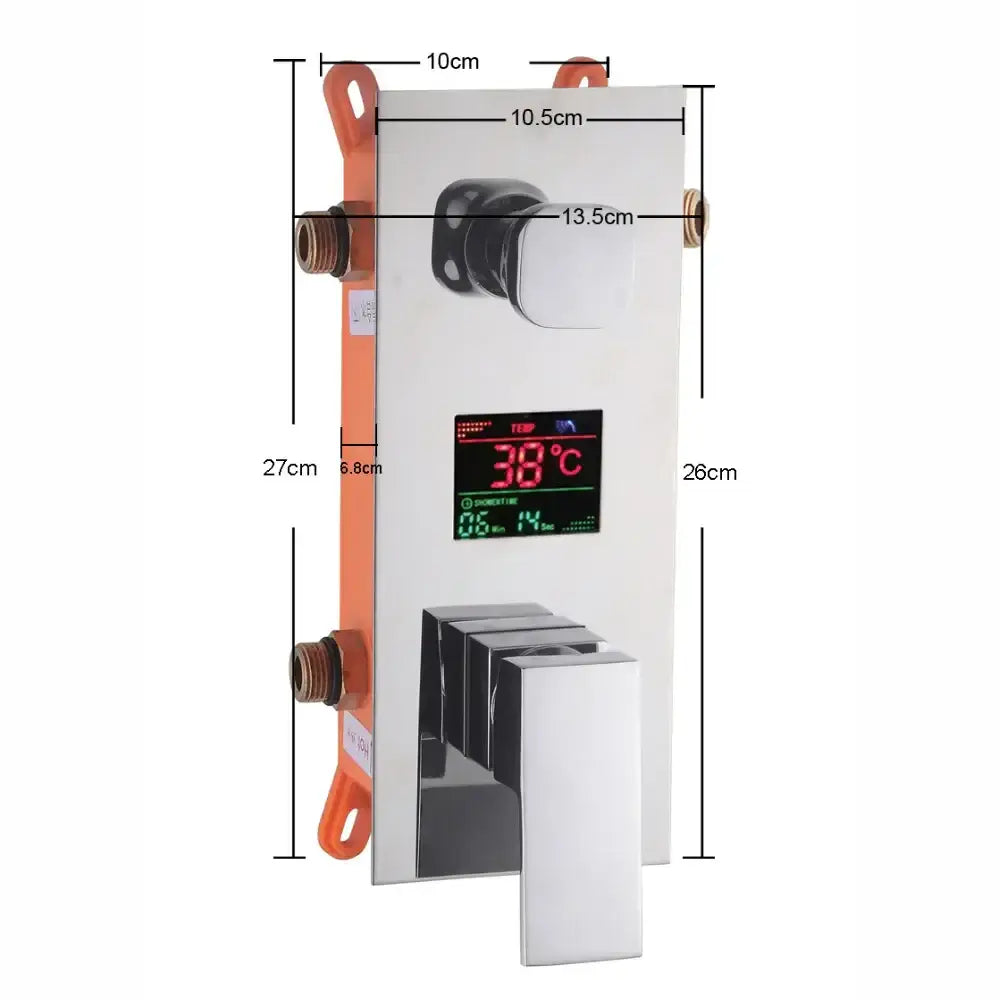 Modern chrome digital shower mixer bathroom temperature control panel