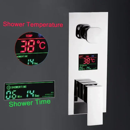 Modern chrome digital shower mixer bathroom temperature control panel