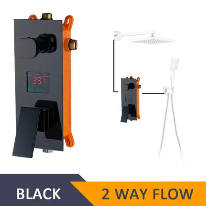 Modern chrome digital shower mixer bathroom temperature control panel