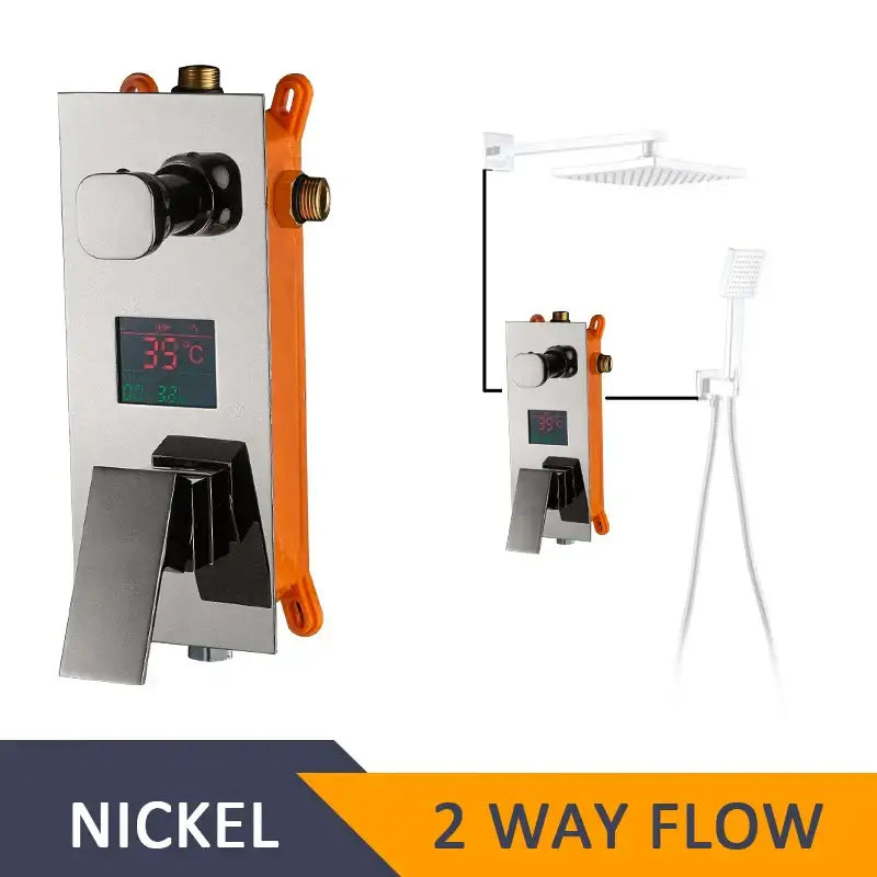 Modern chrome digital shower mixer bathroom temperature control panel
