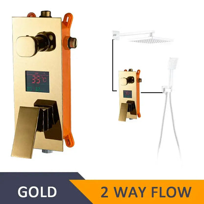 Modern chrome digital shower mixer bathroom temperature control panel
