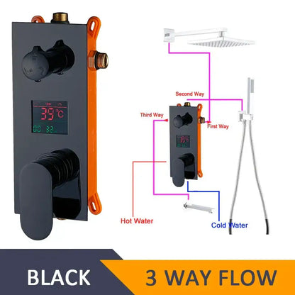 Modern chrome digital shower mixer bathroom temperature control panel