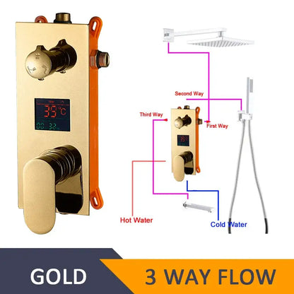 Modern chrome digital shower mixer bathroom temperature control panel