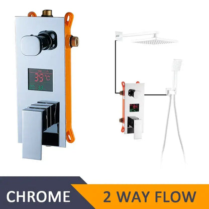 Modern chrome digital shower mixer bathroom temperature control panel