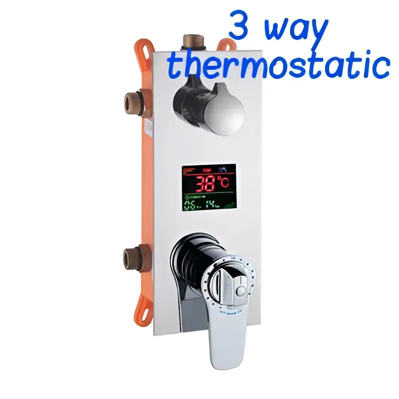 Modern chrome digital triple mixer valve bathroom shower set