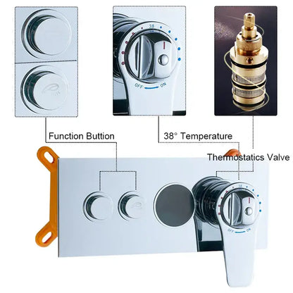 Modern chrome digital triple mixer valve bathroom shower set