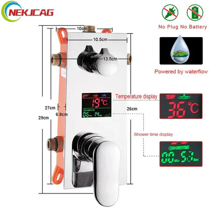 Modern chrome digital triple mixer valve bathroom shower set