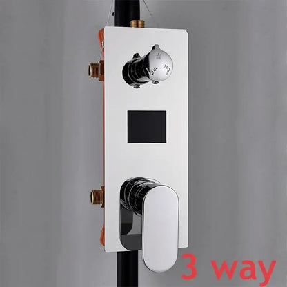 Modern chrome digital triple mixer valve bathroom shower set
