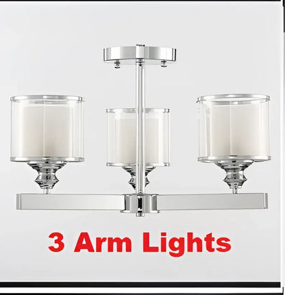 Modern chrome double glass led crystal chandelier living room light