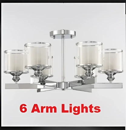 Modern chrome double glass led crystal chandelier living room light