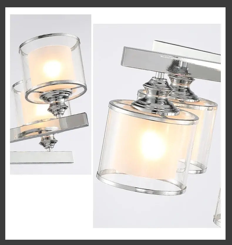 Modern chrome double glass led crystal chandelier living room light