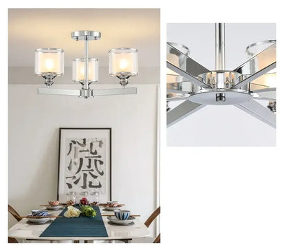 Modern chrome double glass led crystal chandelier living room light
