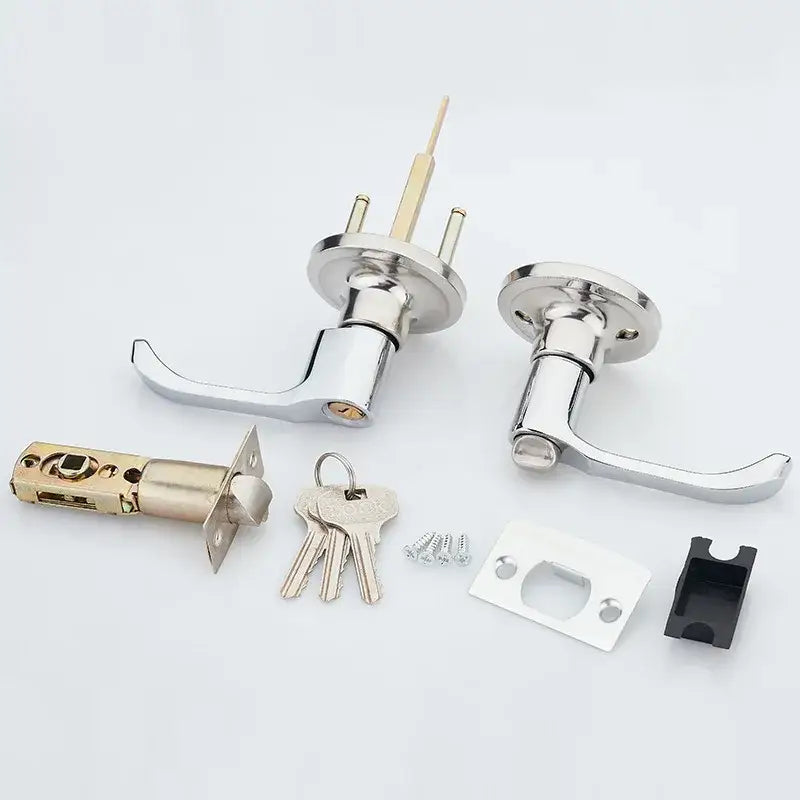 Modern chrome double handle lock kit kitchen door handle