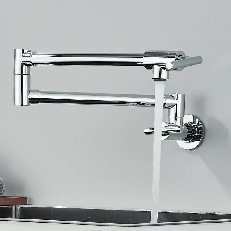 Modern chrome double joint pot filler faucet kitchen wall mount tap