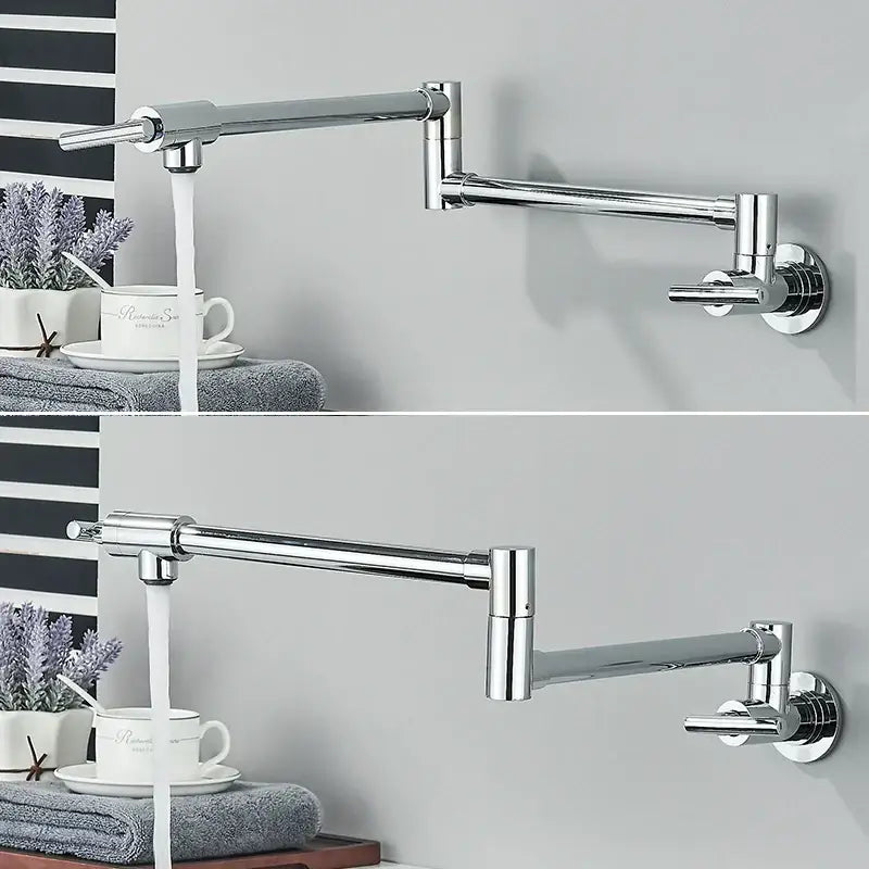 Modern chrome double joint pot filler faucet kitchen wall mount tap