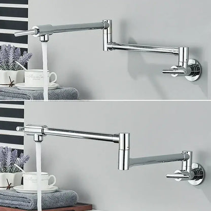Modern chrome double joint pot filler faucet kitchen wall mount tap