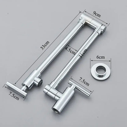 Modern chrome double joint pot filler faucet kitchen wall mount tap