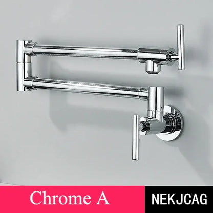 Modern chrome double joint pot filler faucet kitchen wall mount tap