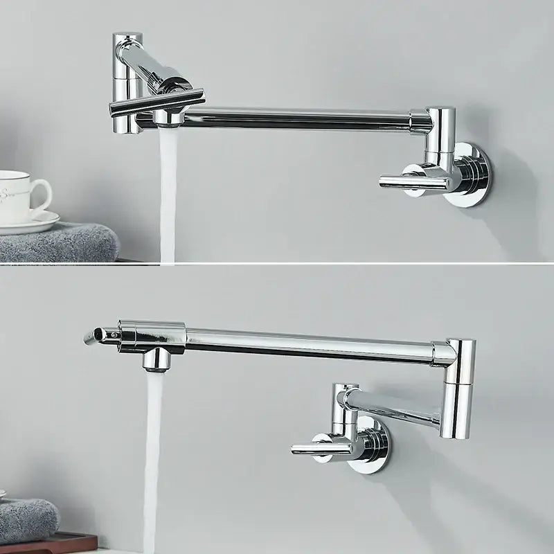 Modern chrome double joint pot filler faucet kitchen wall mount tap