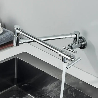 Modern chrome double joint pot filler faucet kitchen wall mount tap