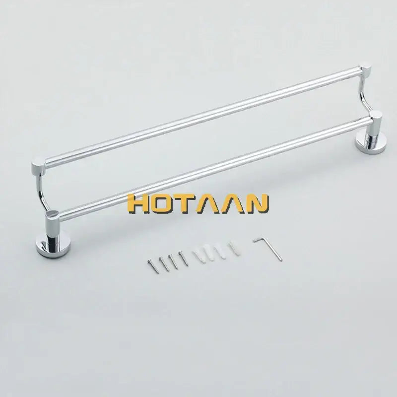 Modern chrome double towel bar bathroom rack
