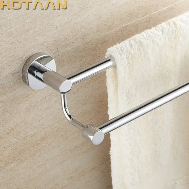 Modern chrome double towel bar bathroom rack