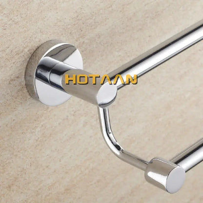 Modern chrome double towel bar bathroom rack
