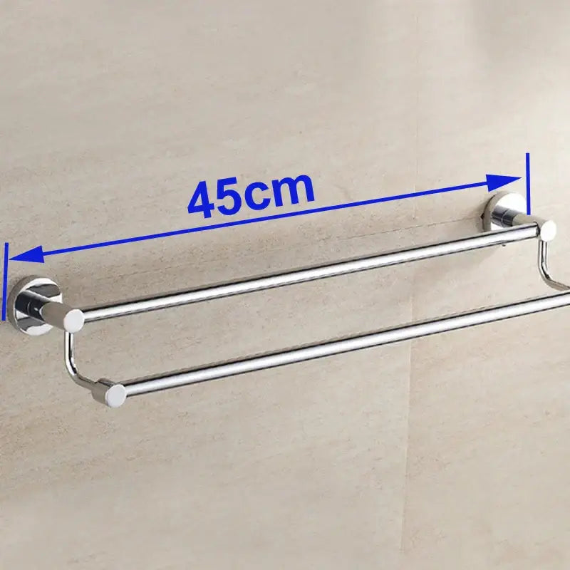 Modern chrome double towel bar bathroom rack