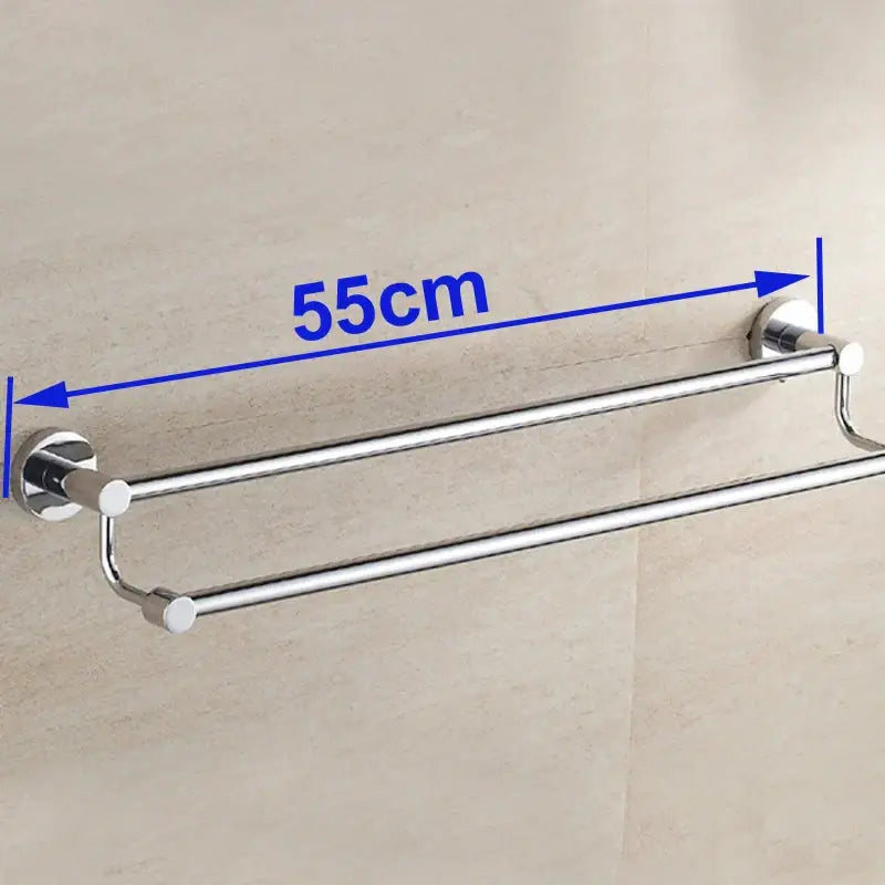 Modern chrome double towel bar bathroom rack